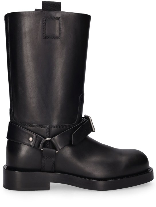 Burberry: Saddle leather boots - Black - men_0 | Luisa Via Roma