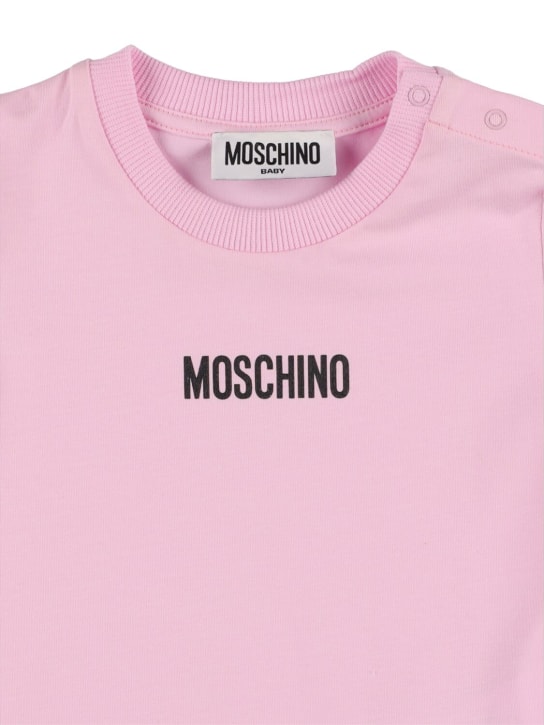 Moschino: Printed cotton t-shirt & denim dress - Pink/Denim - kids-girls_1 | Luisa Via Roma
