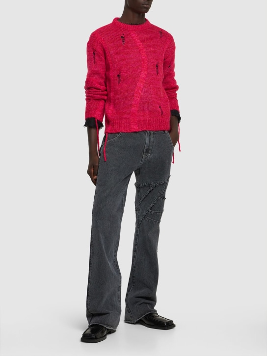 Andersson Bell: Colbine mohair blend crewneck sweater - Red - men_1 | Luisa Via Roma