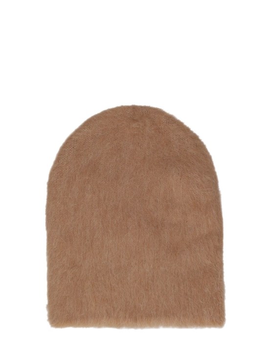 BY FAR: Solid brushed alpaca blend hat - Camel - women_0 | Luisa Via Roma