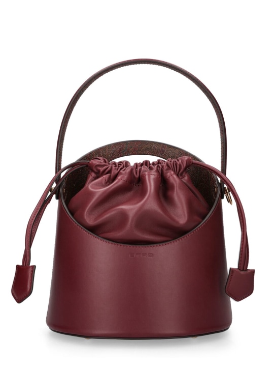 Etro: Medium Saturno leather top handle bag - Bordeaux - women_0 | Luisa Via Roma