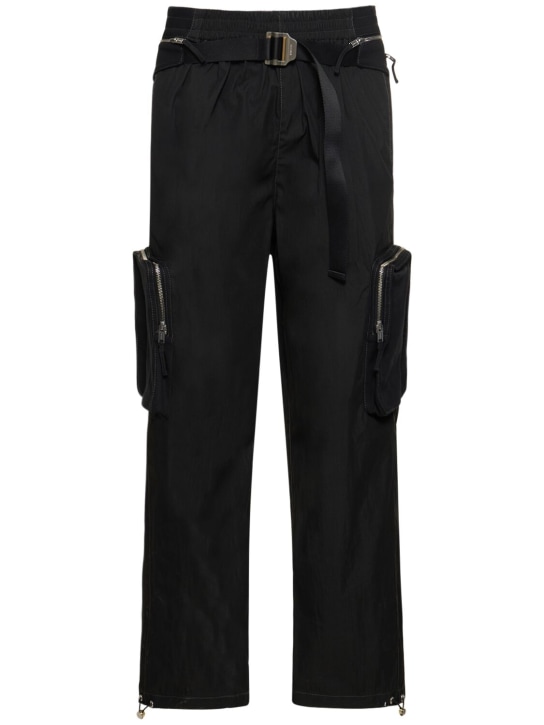 Dion Lee: Organic cotton cargo pants w/belt bag - Black - men_0 | Luisa Via Roma