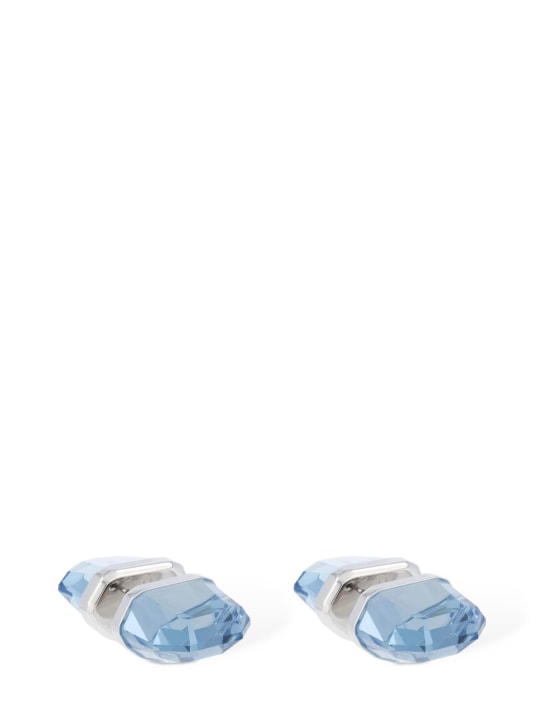 Swarovski: Lucent piercing Swarovski earrings - Blue/Silver - men_0 | Luisa Via Roma