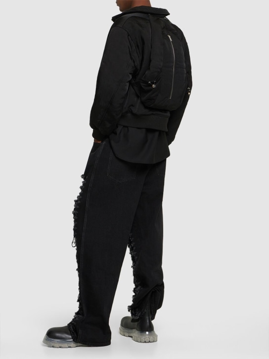 Dion Lee: Nylon puffer jacket w/backpack - Black - men_1 | Luisa Via Roma