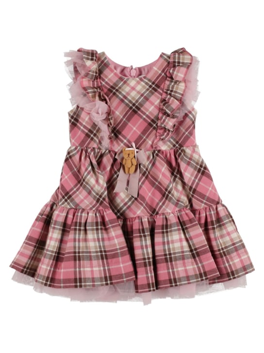 Monnalisa: Check print light flannel party dress - Multicolor - kids-girls_0 | Luisa Via Roma