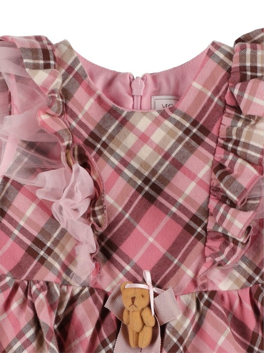 Monnalisa: Check print light flannel party dress - Multicolor - kids-girls_1 | Luisa Via Roma