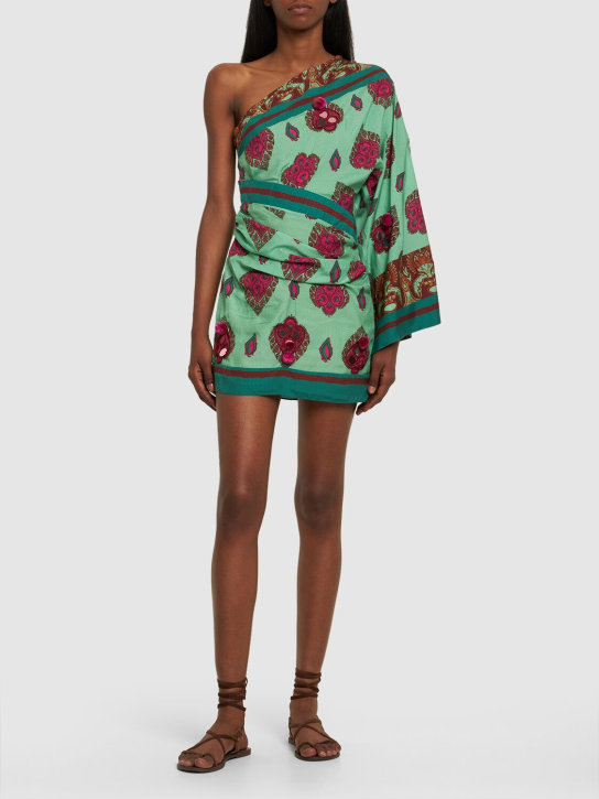 Johanna Ortiz: Navasatri printed satin mini dress - Multicolor - women_1 | Luisa Via Roma