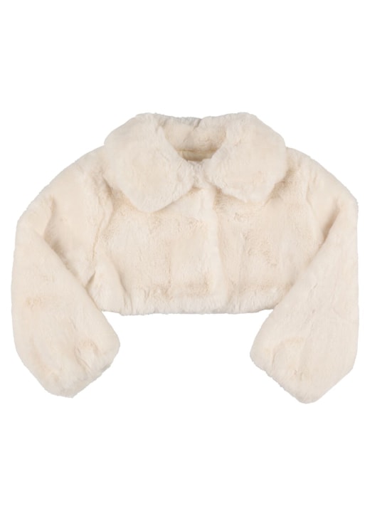 Monnalisa: Faux fur jacket - White - kids-girls_0 | Luisa Via Roma