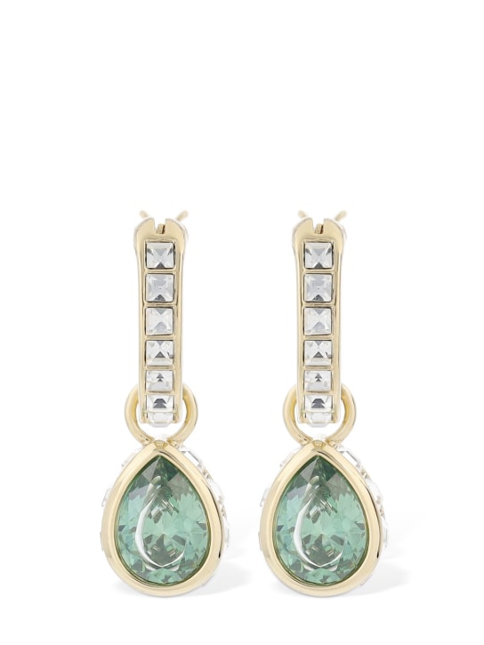 SWAROVSKI: Stilla Swarovski mini hoop earrings - Green/Crystal - women_0 | Luisa Via Roma