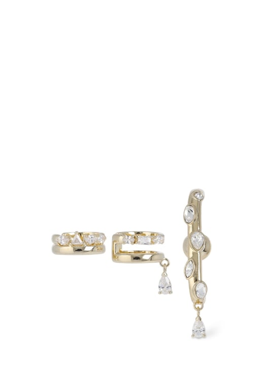 Swarovski: Dextera Swarovski set of 3 earrings - Gold/Crystal - women_0 | Luisa Via Roma