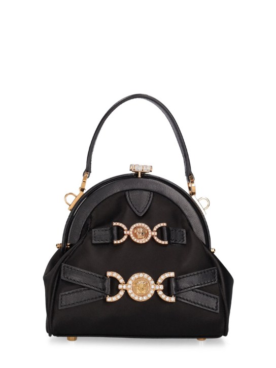 Versace: Small satin top handle bag - Schwarz - women_0 | Luisa Via Roma