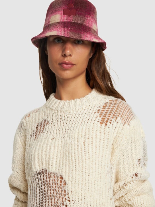 Isabel Marant: Haley checked wool blend bucket hat - Fuchsia - women_1 | Luisa Via Roma