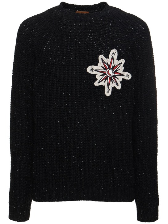 Alanui: Wind Rose wool blend knit sweater - Black - men_0 | Luisa Via Roma
