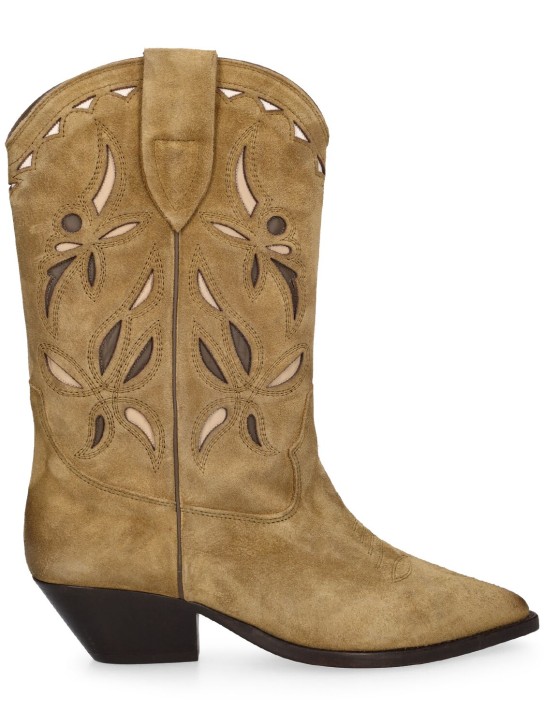 Isabel Marant: 40mm Duerto suede ankle boots - Taupe - women_0 | Luisa Via Roma