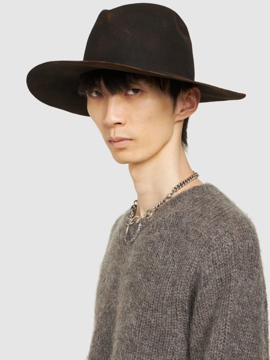 Yohji Yamamoto: Wool Fedora hat - Black - men_1 | Luisa Via Roma