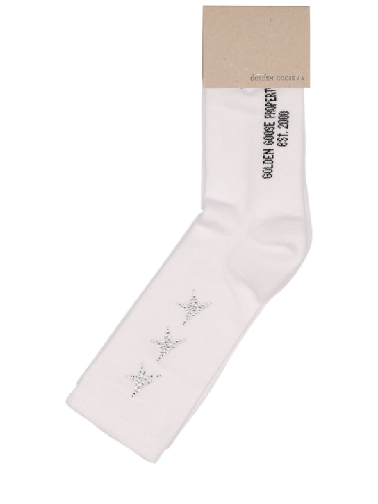 Golden Goose: Socken aus Baumwollmischgewebe „Side Stars“ - Weiß - men_0 | Luisa Via Roma