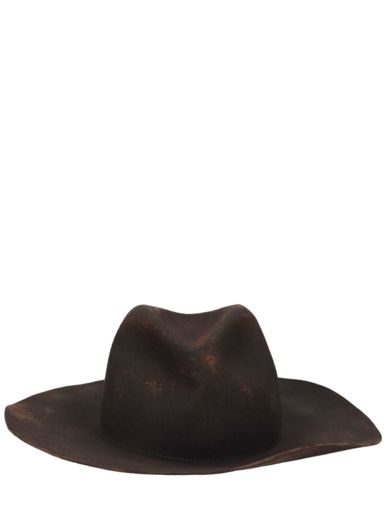 Yohji Yamamoto: Wool Fedora hat - Black - men_0 | Luisa Via Roma
