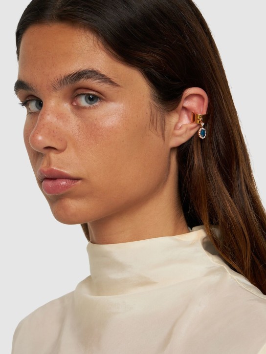 Zimmermann: Austral Huggie mono earring - Gold/Green - women_1 | Luisa Via Roma