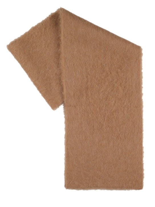BY FAR: Solid brushed alpaca blend scarf - Camel - women_0 | Luisa Via Roma