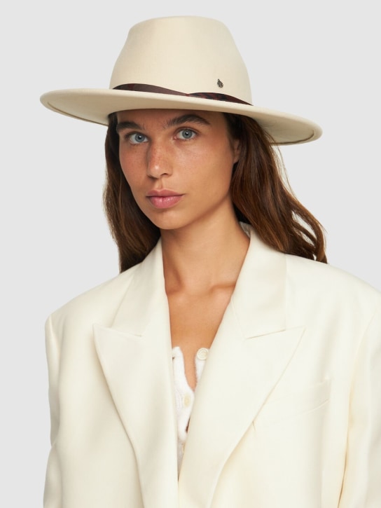 Maison Michel: Kyra wool hat w/ silk hatband - Seed Pearl - women_1 | Luisa Via Roma