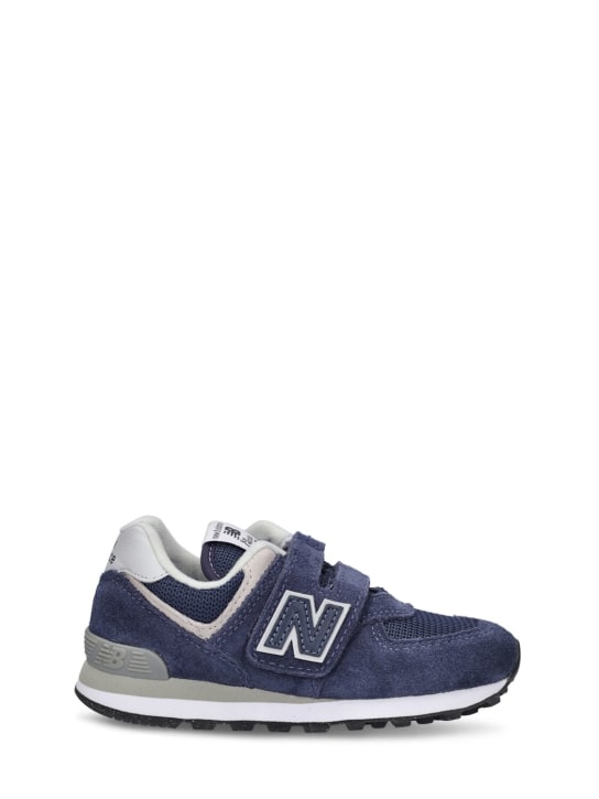 New Balance: Sneakers 574 de piel sintética - Azul Marino - kids-boys_0 | Luisa Via Roma