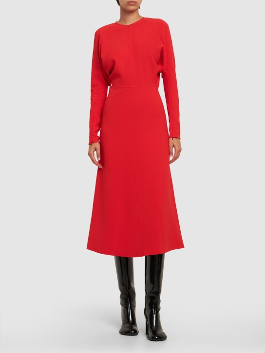Victoria Beckham: Dolman viscose blend midi dress - Red - women_1 | Luisa Via Roma