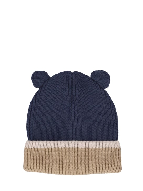 Liewood: Organic cotton knit hat w/ ears - Marino/Beige - kids-boys_0 | Luisa Via Roma