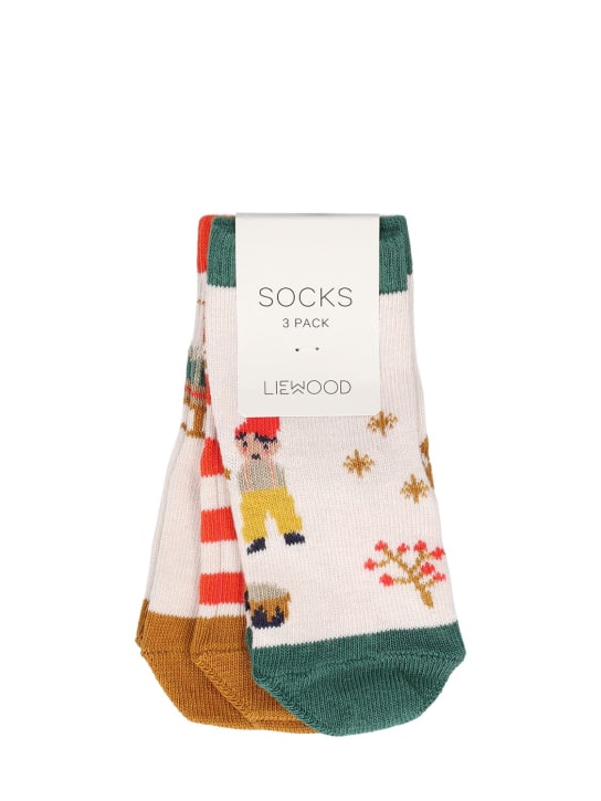 Liewood: Lot de 3 paires de chaussettes en nylon recyclé - Beige - kids-girls_0 | Luisa Via Roma