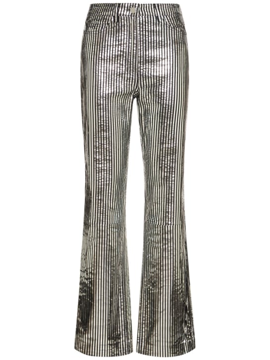 Remain: Striped leather pants - Black/Silver - women_0 | Luisa Via Roma