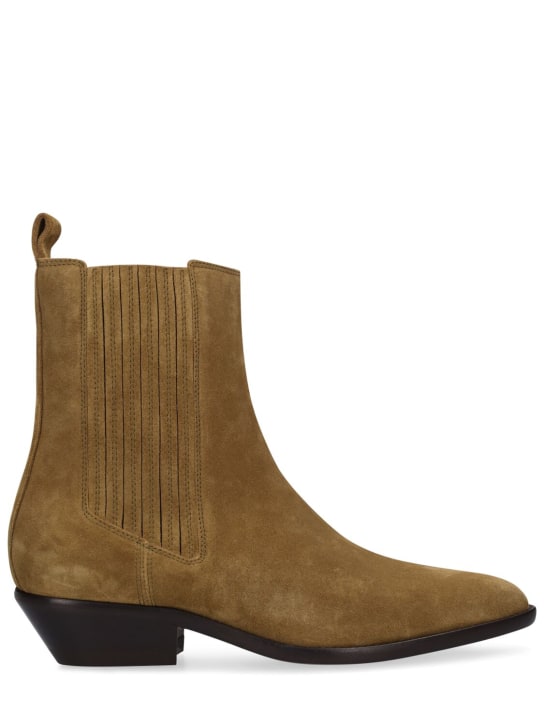 Isabel Marant: 40mm Delena suede ankle boots - Taupe - women_0 | Luisa Via Roma
