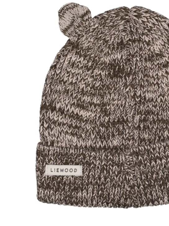 Liewood: Organic cotton knit hat w/ ears - Green/Grey - kids-boys_1 | Luisa Via Roma