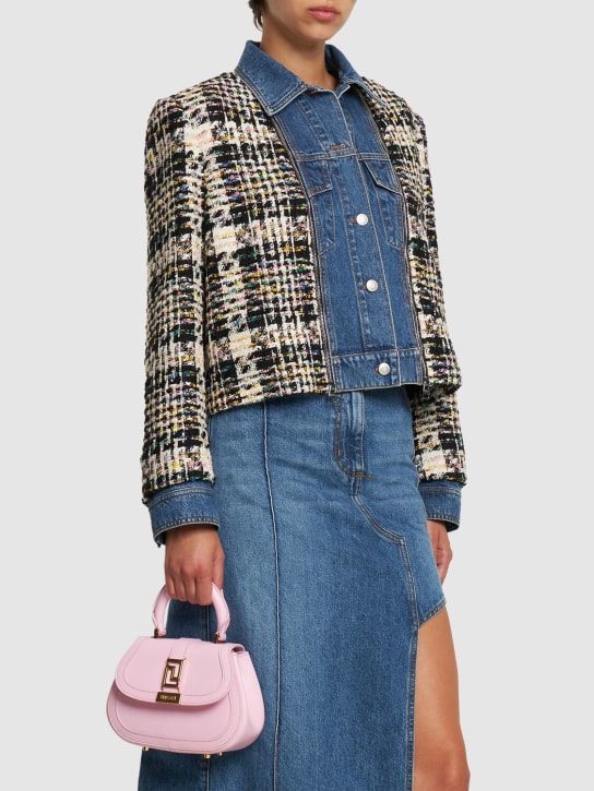 Versace: Mini calf leather top handle bag - Light Pink - women_1 | Luisa Via Roma
