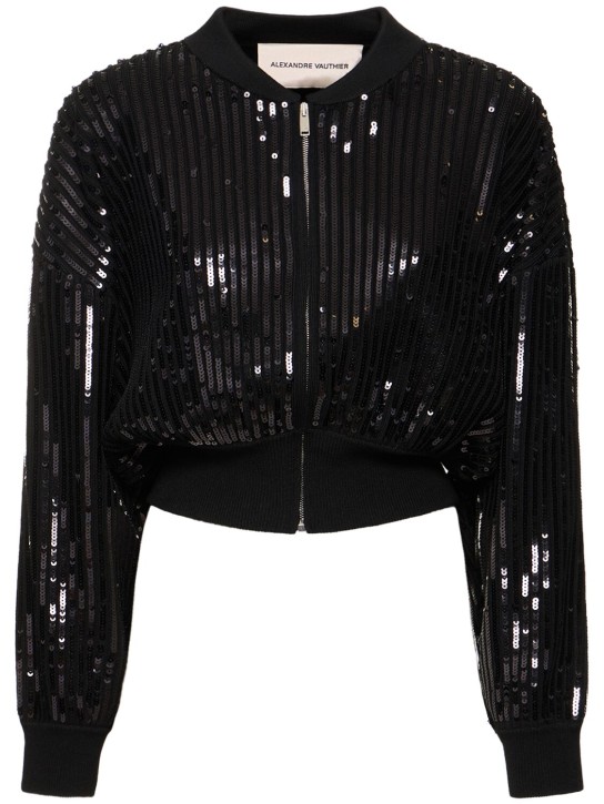 Alexandre Vauthier: Sequined knit jacket - Black - women_0 | Luisa Via Roma