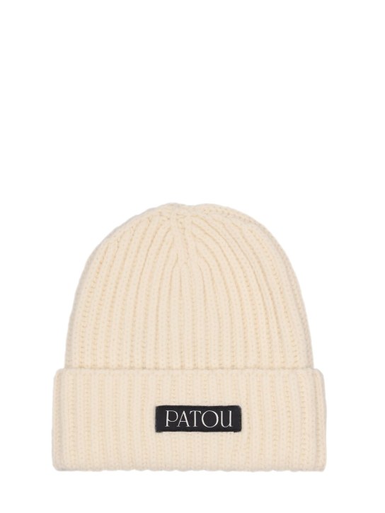 Patou: Ribbed wool & cashmere beanie hat - Avalanche - women_0 | Luisa Via Roma