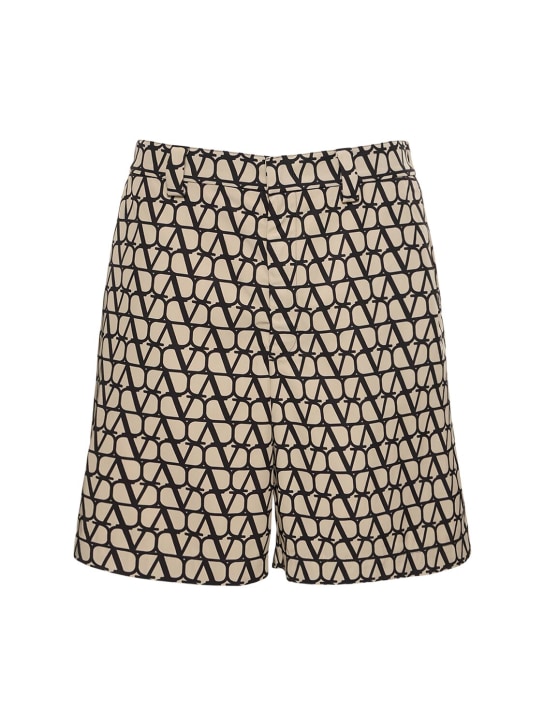 Valentino: Toile Iconographe nylon Bermuda shorts - Beige/Black - men_0 | Luisa Via Roma