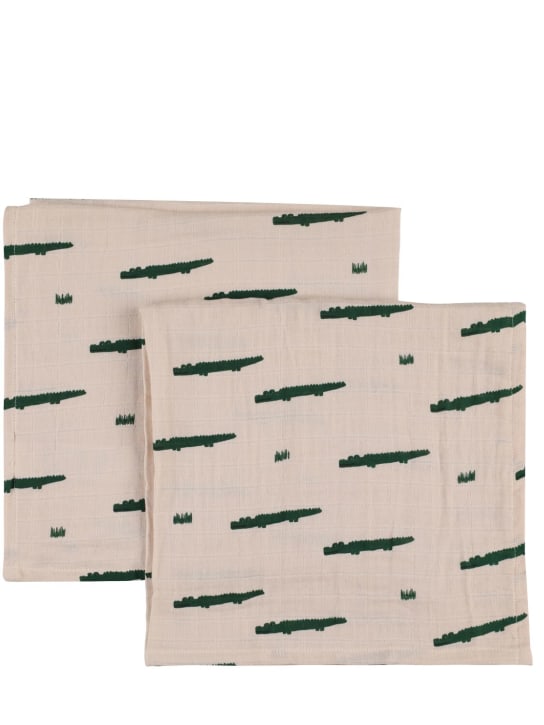 Liewood: Set of 2 organic muslin cotton blankets - Off White - kids-boys_0 | Luisa Via Roma