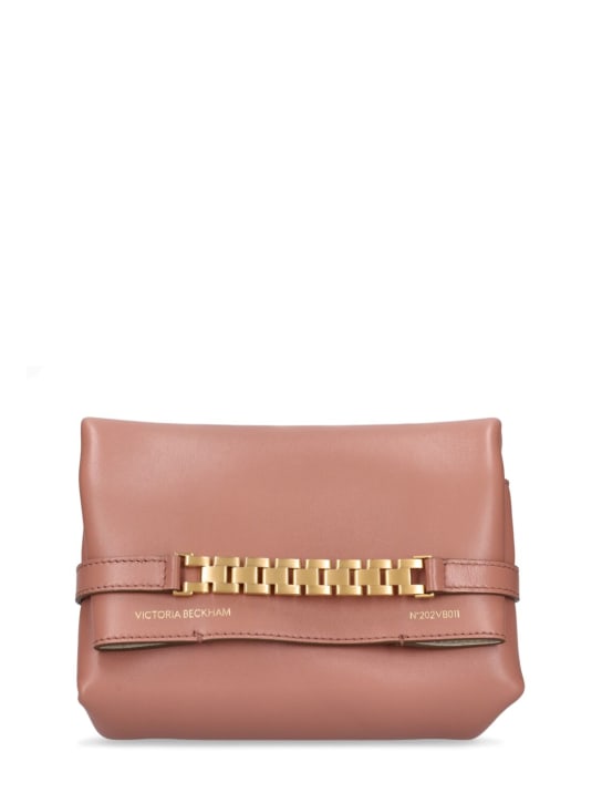 Victoria Beckham: Mini leather pouch w/strap - Truffle - women_0 | Luisa Via Roma