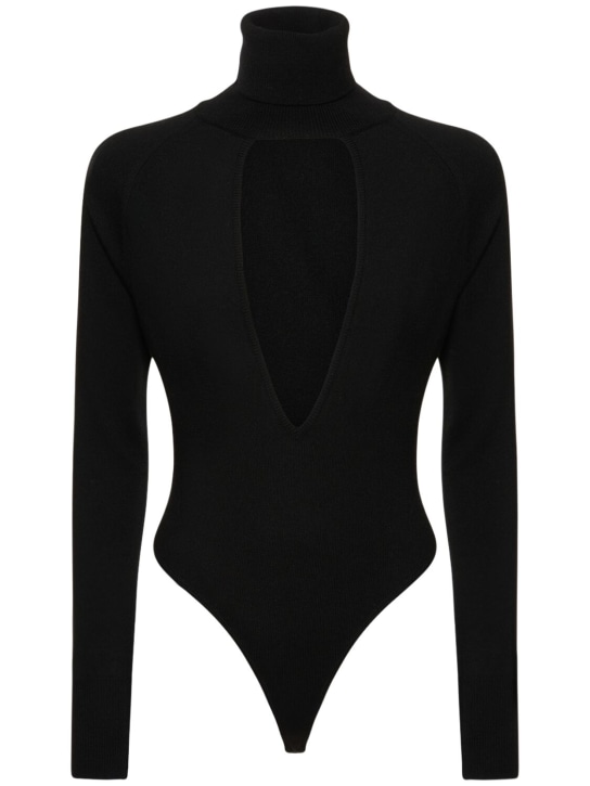 Alessandro Vigilante: Turtleneck cutout wool bodysuit - Black - women_0 | Luisa Via Roma