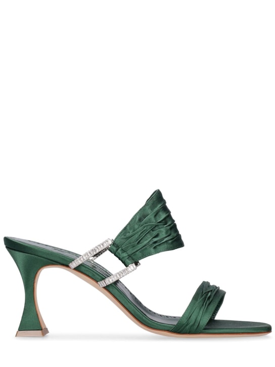 Manolo Blahnik: 70mm Chinap satin sandals - Dark Green - women_0 | Luisa Via Roma