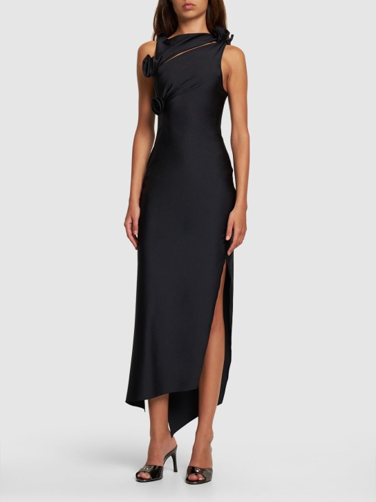 Coperni: 不对称平纹针织长款连衣裙 - 黑色 - women_1 | Luisa Via Roma