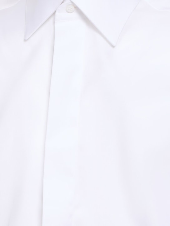 Brioni: Camisa de sarga de algodón - Blanco - men_1 | Luisa Via Roma