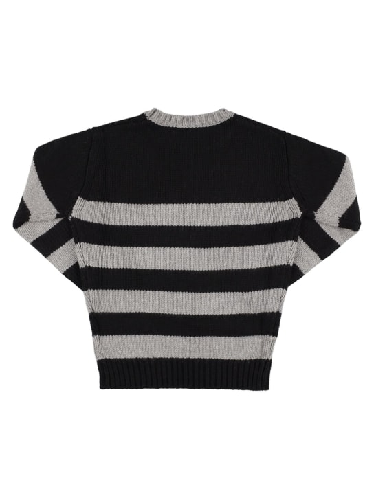 Marni Junior: Striped viscose blend sweater - Black/Grey - kids-boys_1 | Luisa Via Roma
