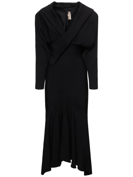 Alexandre Vauthier: Hooded long sleeve jersey midi dress - Black - women_0 | Luisa Via Roma