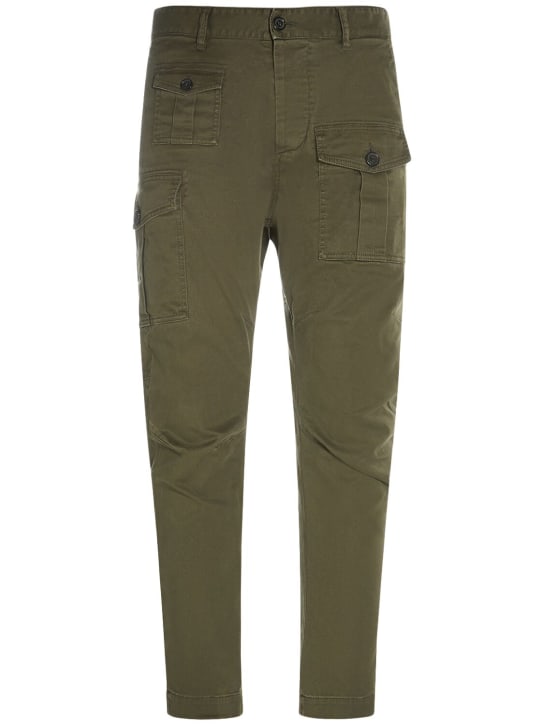 Dsquared2: Pantaloni Sexy Cargo in cotone stretch - Verde Militare - men_0 | Luisa Via Roma