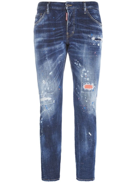 Dsquared2: Sexy Twist stretch cotton denim jeans - Blue - men_0 | Luisa Via Roma
