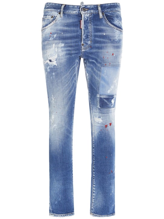 Dsquared2: Jeans Skater in denim di cotone stretch - Blu - men_0 | Luisa Via Roma