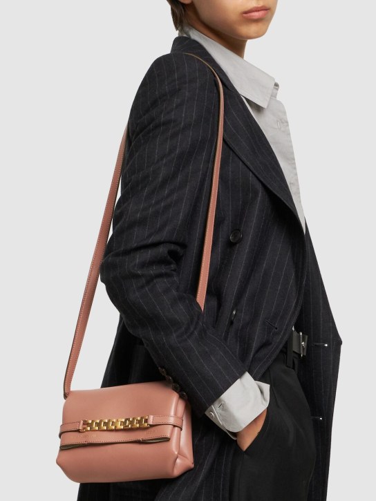 Victoria Beckham: Mini leather pouch w/strap - Truffle - women_1 | Luisa Via Roma