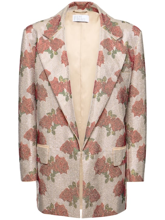 Giuseppe Di Morabito: Rose embellished oversized blazer - Silver - women_0 | Luisa Via Roma