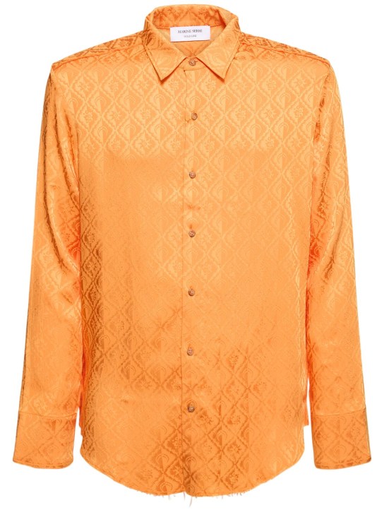 Marine Serre: Moon Diamant satin jacquard shirt - Orange - men_0 | Luisa Via Roma