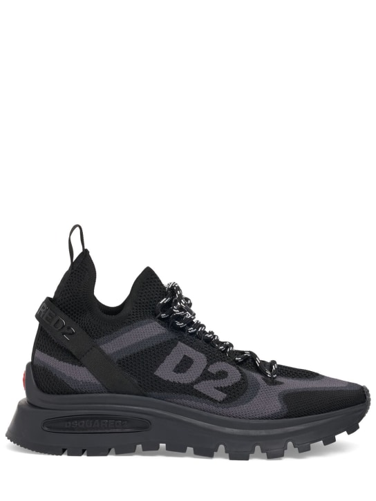 Dsquared2: Sneakers aus Strick "D2" - Blk/Blk - men_0 | Luisa Via Roma